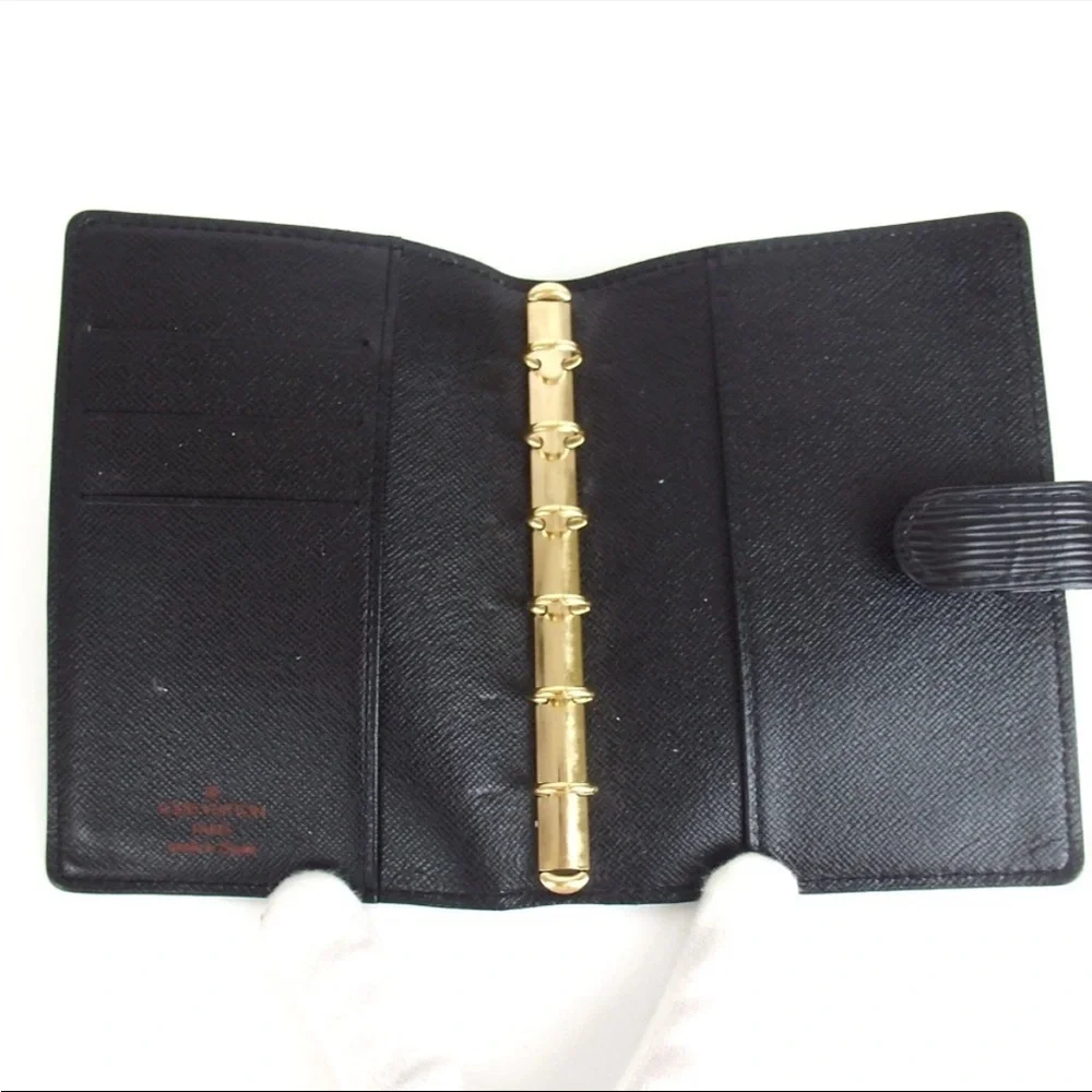 Louis Vuitton black Textured Wallet agenda Epi leather